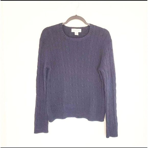Brooks Brothers Womens Sweater Navy Blue L Cable Knit Long Sleeve - Picture 7 of 7